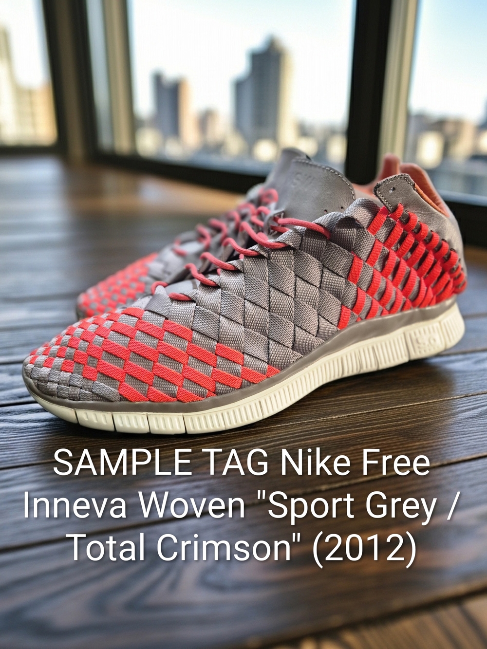 SAMPLE Nike Free Inneva Woven "Sport Grey/Total Crimson" (2012) M11/W12.5 EUC